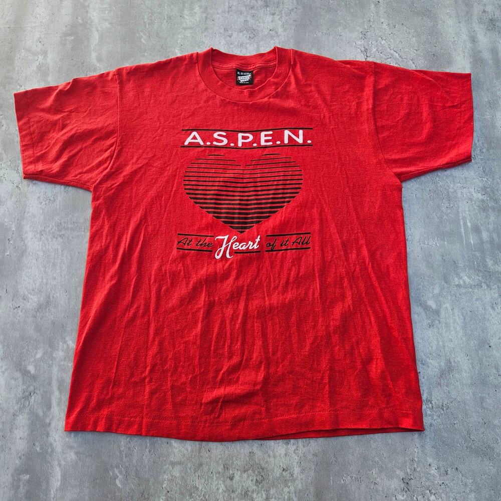 Vintage Aspen T-Shirt Red Size XL Sigle Stitch Travel Tee